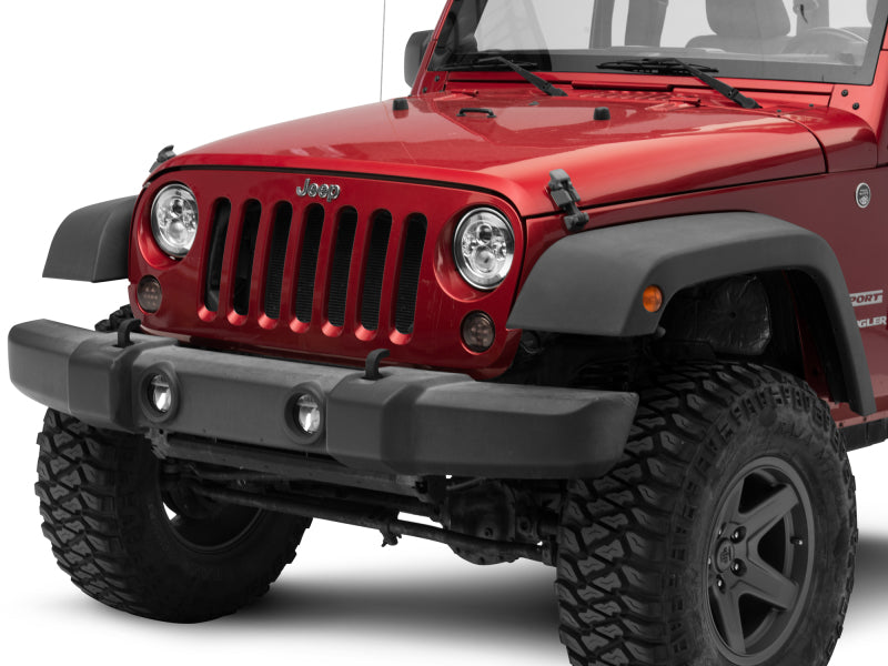 Raxiom J108043 97-18 Jeep Wrangler TJ/JK Axial Series LED Daymaker Headlights- Chrome Housing (Clear Lens)