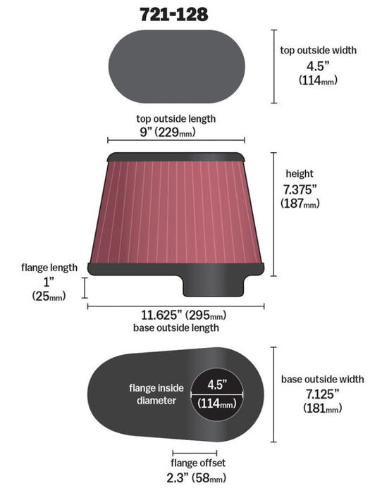 Airaid 721-128 AIR Universal Air Filter