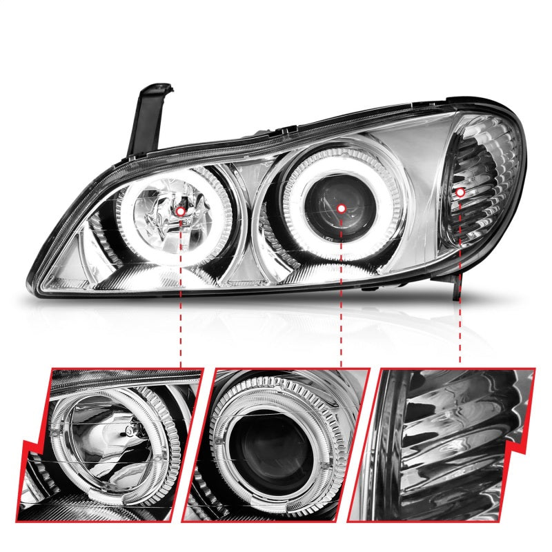 ANZO 121078 2000-2004 Infiniti I30 Projector Headlights w/ Halo Chrome