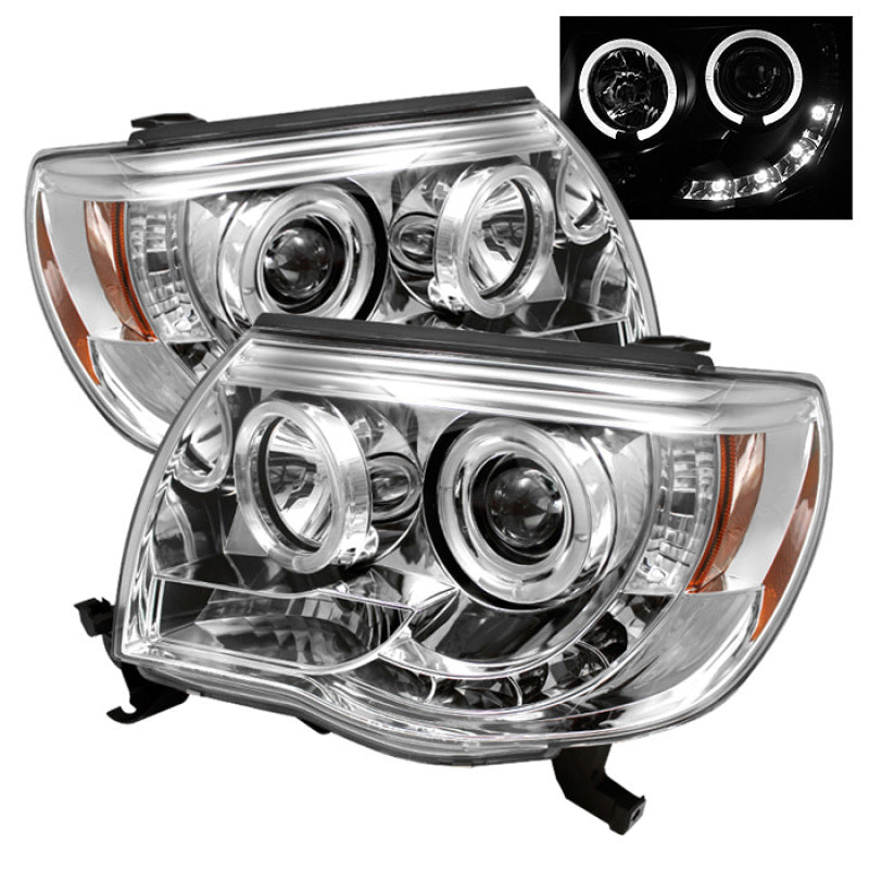 SPYDER 5011923 Spyder Toyota Tacoma 05-11 Projector Headlights LED Halo LED Chrome High H1 Low H1 PRO-YD-TT05-HL-C