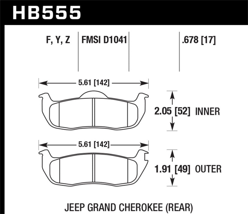 Hawk Performance HB555Y.678 Hawk 06-10 Jeep Commander / 05-10 Grand Cherokee / 05-10 Armada / 04 Pathfinder / 04-10 Tital 5.6L /