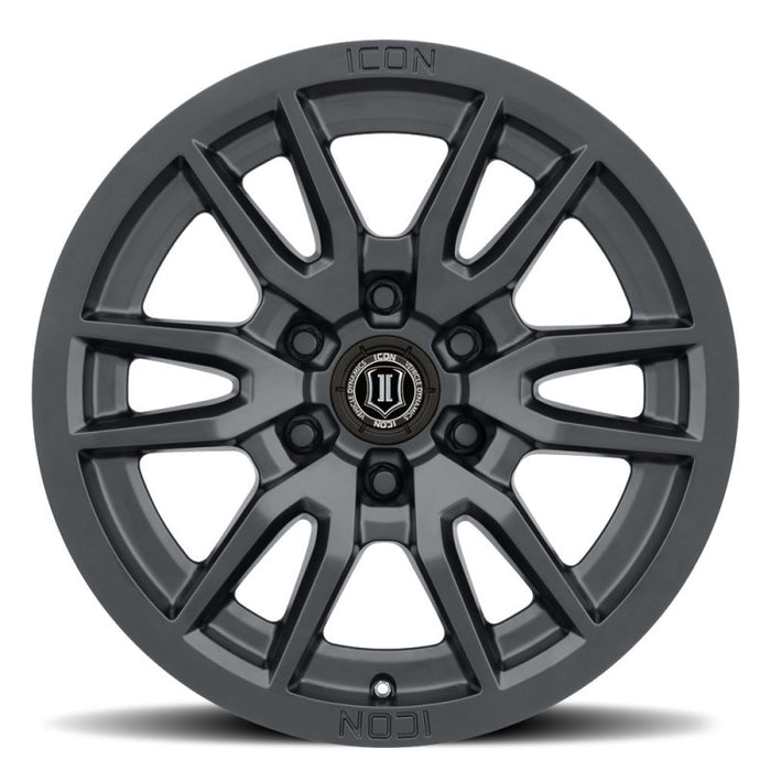 ICON 2417856350SB Vector 6 17x8.5 6x135 6mm Offset 5in BS 87.1mm Bore Satin Black Wheel
