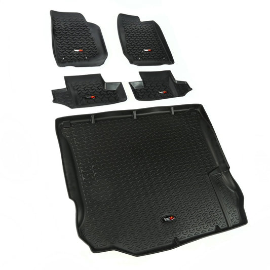 Rugged Ridge 12988.03 Floor Liner Front/Rear/Cargo Black 2011-2018 Jeep Wrangler JK 2 Dr