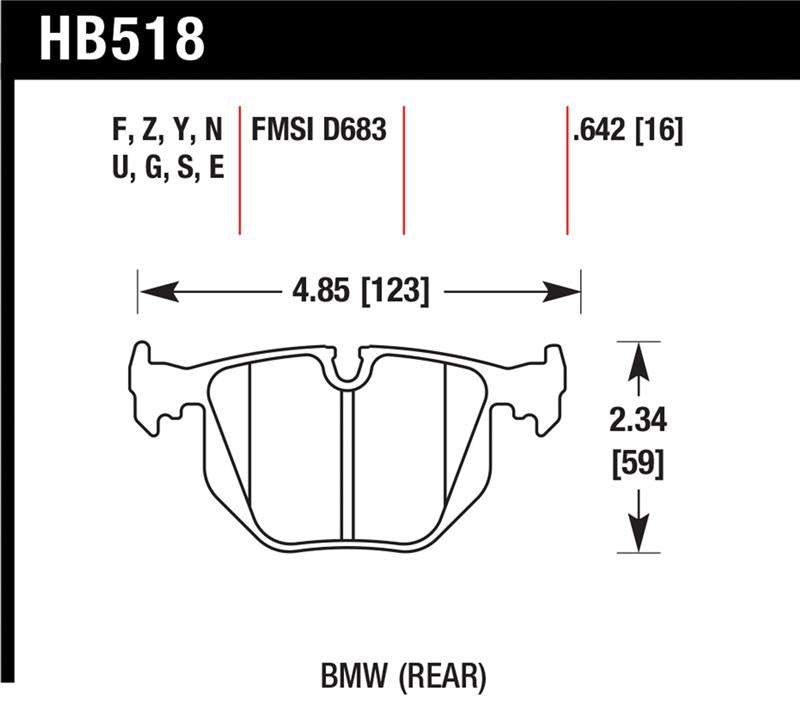Hawk Performance HB518U.642 Hawk BMW Rear DTC-70 Race Brake Pads