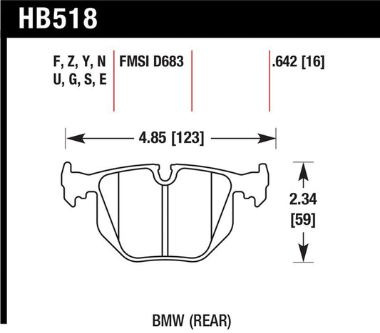Hawk Performance HB518U.642 Hawk BMW Rear DTC-70 Race Brake Pads