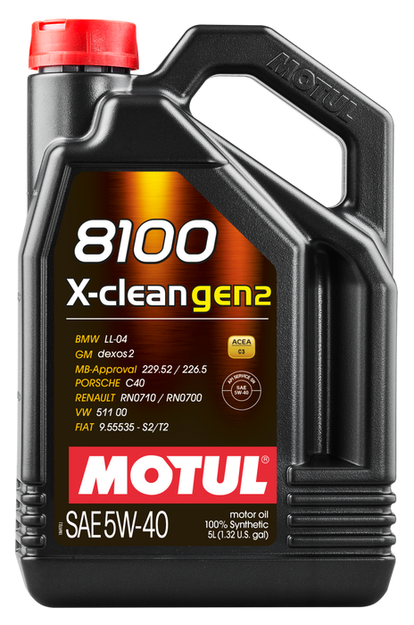 Motul 109762 5L Synthetic Engine Oil 8100 X-CLEAN Gen 2 5W40