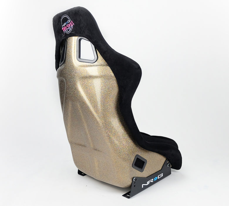 NRG FRP-302BK-ULTRA FRP Bucket Seat ULTRA Edition - Large (Black Alcantara/Gold Glitter Back)