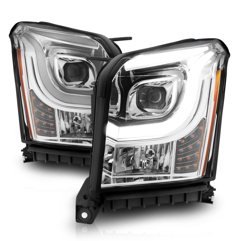 ANZO 111536 2015-2017 GMC Yukon XL Projector Headlights W Lightbar - Chrome/Amber