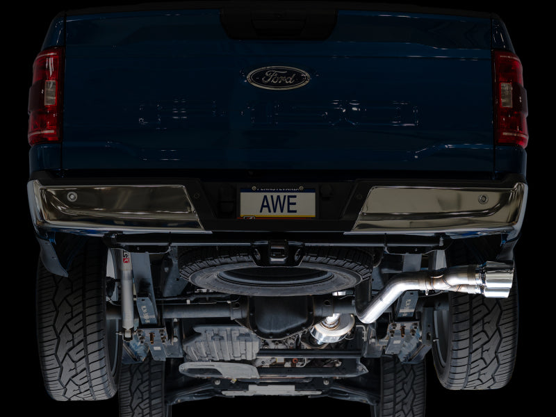 AWE Tuning 3015-32145 AWE 21-25 Ford F150 (14th Gen Reg Cab) Cat-Back Exhaust - 4.5in Dual Side Exit Chrome Tips