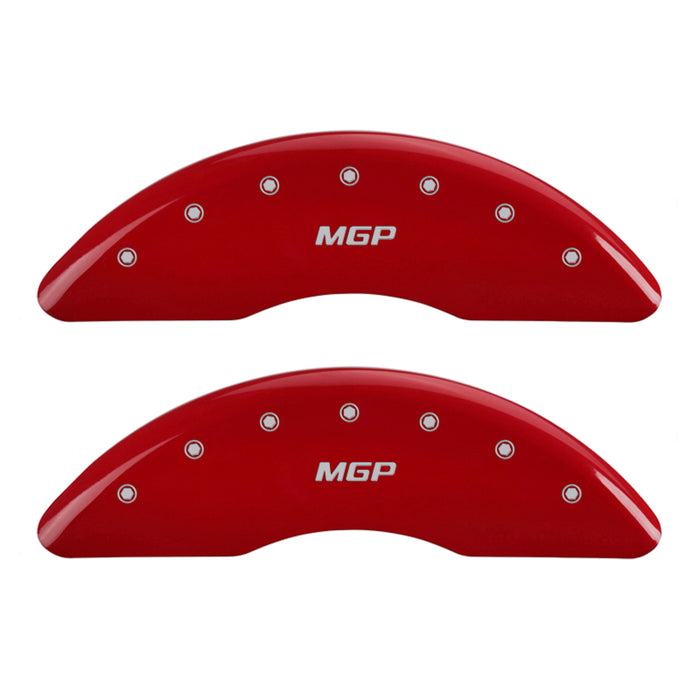 MGP 16230SMGPRD 4 Caliper Covers Engraved Front & Rear Red finish silver ch