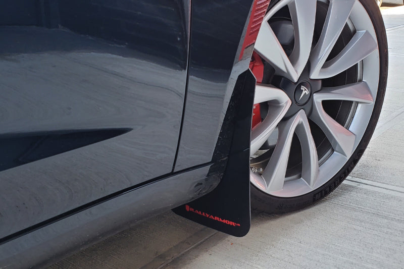 Rally Armor MF62-UR-BLK/RD 17-23 Tesla Model 3 Black UR Mud Flap w/Red Logo