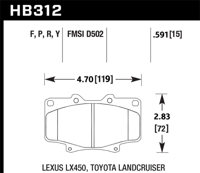 Hawk Performance HB312Y.591 Hawk LTS Street Brake Pads