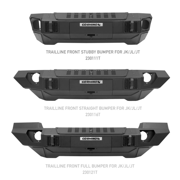 Go Rhino 230111T 07-20 Jeep Wrangler JL/JLU/JK/JKU/Gladiator JT Trailline Front Stubby Bumper