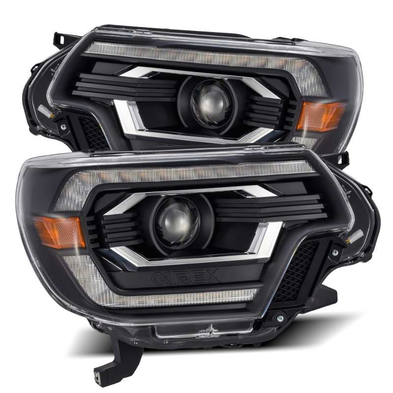AlphaRex 880749 12-15 Toyota Tacoma PRO-Series Projector Headlights Plank Style Black w/DRL