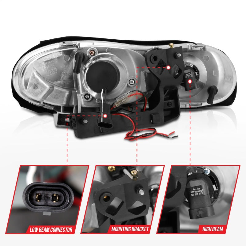 ANZO 121160 1998-2002 Chevrolet Camaro Projector Headlights w/ Halo Black