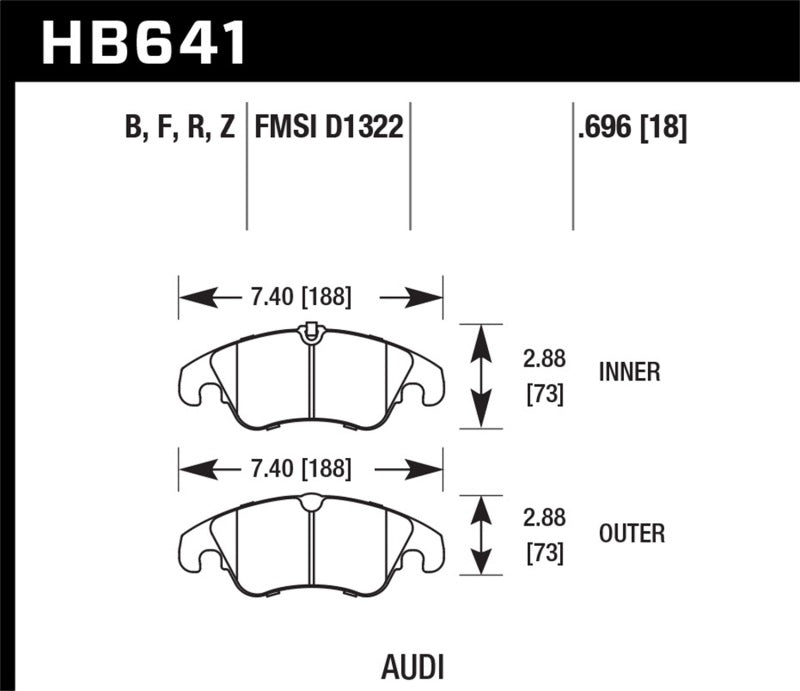 Hawk Performance HB641B.696 Hawk 2009-2014 Audi A4 HPS 5.0 Front Brake Pads