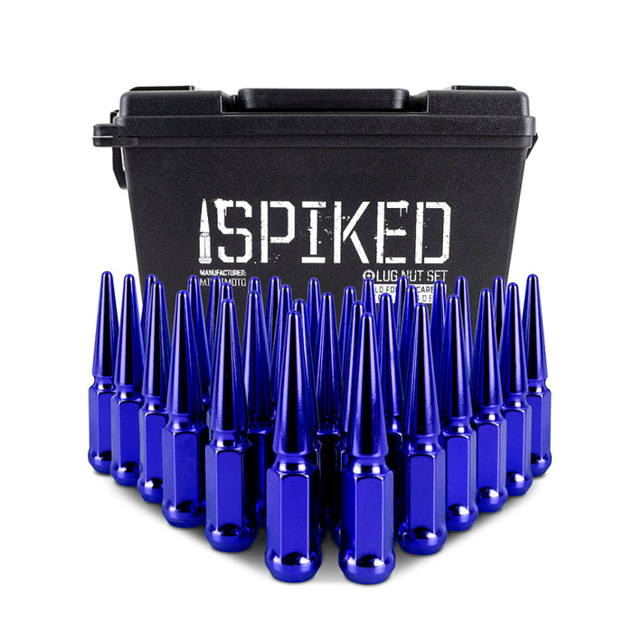 Mishimoto MMLG-SP1415-32BL Steel Spiked Lug Nuts M14 x 1.5 32pc Set Blue