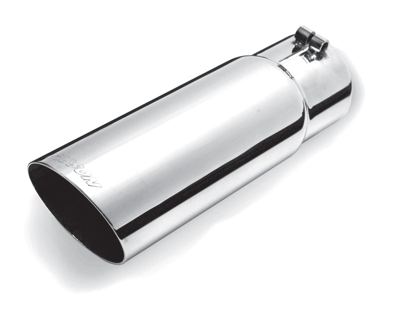Gibson 500380 Round Single Wall Angle-Cut Tip - 4in OD/3.5in Inlet/12in Length - Stainless