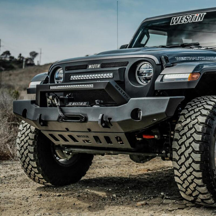 Westin 59-80125 18-20 Jeep Wrangler WJ2 Full Width Front Bumper w/LED Light Bar Mount Textured Black
