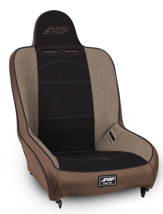 PRP Seats A100110-64 PRP Premier High Back Suspension Seat (Two Neck Slots) - Tan / Black