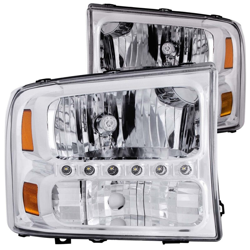ANZO 111088 2000-2004 Ford Excursion Crystal Headlights Chrome w/ LED 1pc