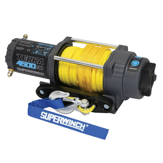 Superwinch 1145270 4500 LBS 12V DC 1/4in x 50ft Synthetic Rope Terra 4500SR Winch - Gray Wrinkle