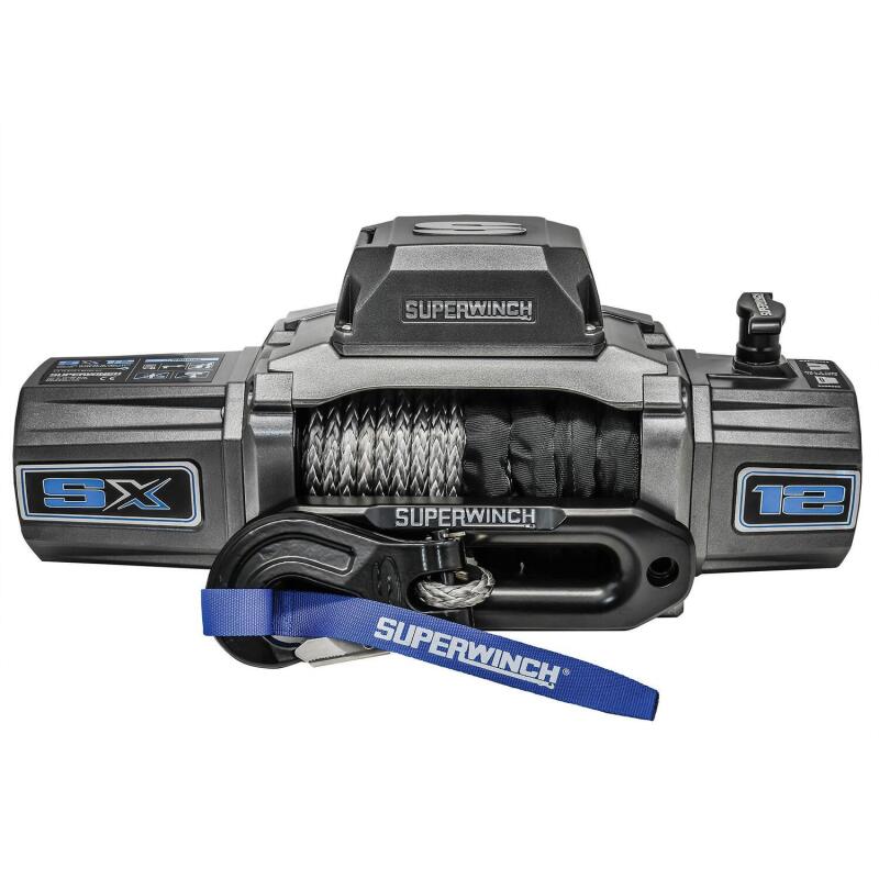 Superwinch 1712201 12000 LBS 12V DC 3/8in x 80ft Synthetic Rope SX 12000SR Winch - Graphite