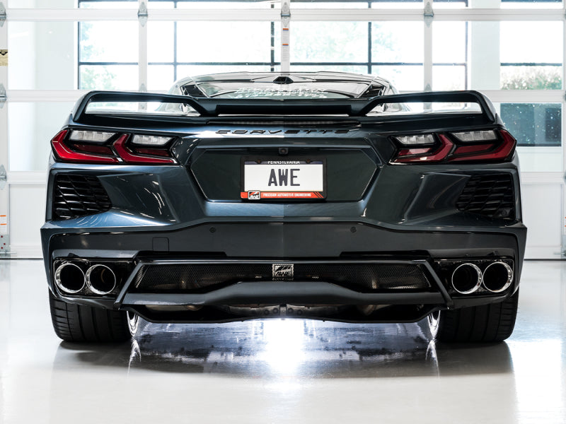 AWE Tuning 3020-42080 2020 Chevrolet Corvette (C8) Track Edition Exhaust - Quad Chrome Silver Tips