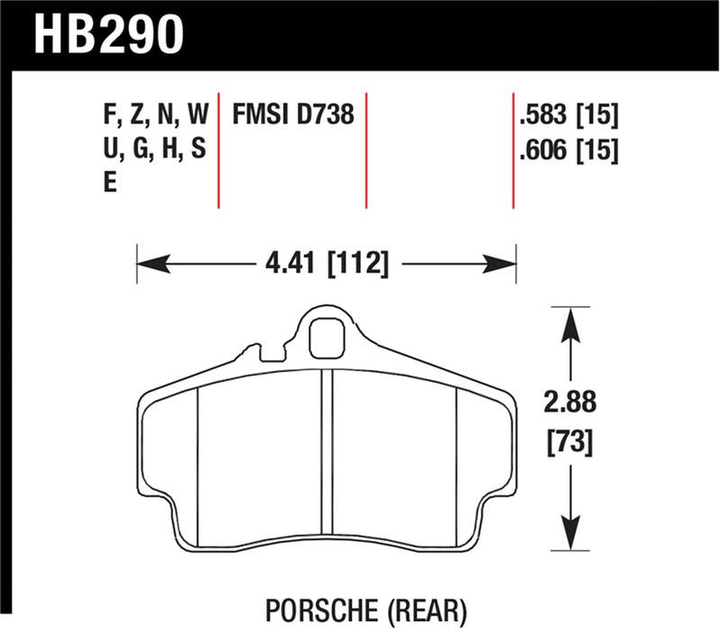 Hawk Performance HB290E.583 Hawk 98-10 Porsche 911 / 06-12 Porsche Cayman S Blue 9012 Race Rear Brake Pads