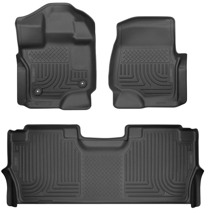 Husky Liners 94121 21-24 Ford F-150 SuperCrew Weatherbeater Black Front & 2nd Seat Floor Liners