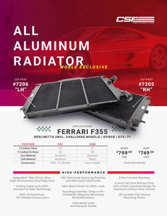 CSF 7205 Ferrari F355 High Performance All-Aluminum Radiator - Right