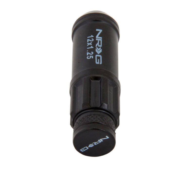 NRG LN-LS710BK-21 700 Series M12 X 1.25 Steel Lug Nut w/Dust Cap Cover Set 21 Pc w/Locks & Lock Socket - Black