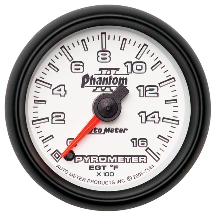 AutoMeter 7544 Autometer Phantom II 52.4mm Full Sweep Electronic 0-1600 Def F EGT/Pyrometer Gauge
