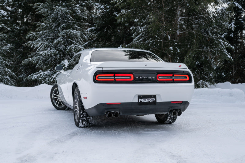 MBRP S71113CF 2015+ Dodge Challenger 3.6L SS 2.5in Quad Tip Split Rear Exit w/ Carbon Fiber Tips - T304