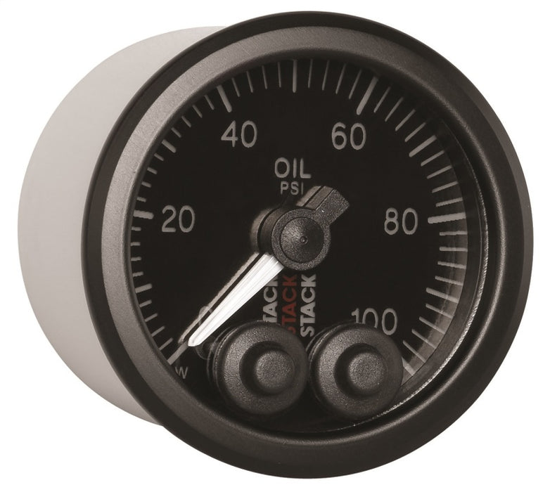 AutoMeter ST3502 Autometer Stack Instruments Pro Control 52mm 0-100 PSI Oil Pressure Gauge - Black (1/8in NPTF Male)