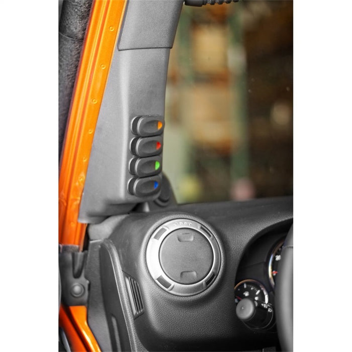 Rugged Ridge 17235.96 A-Pillar 4 Switch Pod Kit Black LHD 11-18 JK