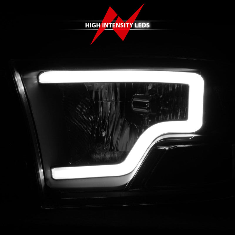 ANZO 111515 2009-2018 Dodge RAM 1500 Crystal Headlights w/ Light Bar Black Housing