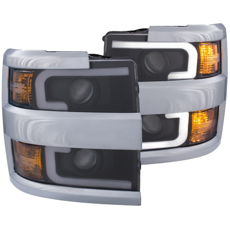 ANZO 111365 Projector Headlights 15-17 Chevrolet Silverado 2500HD / 3500HD Black w/ Chrome Rim