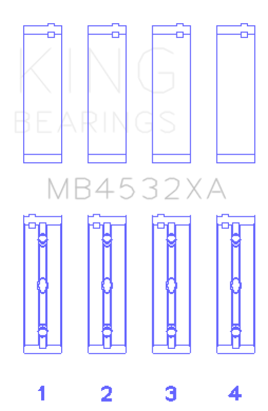 King Engine Bearings MB4532XA Mercedes-Benz OM 642.822/36/910/20/30/70 Main Bearing Set