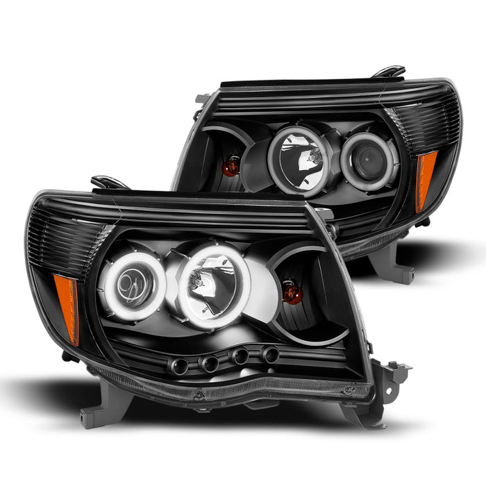 Raxiom TT5928 05-09 Tacoma Super White LED Halo Projector Headlights- Black Housing (Clear Lens)