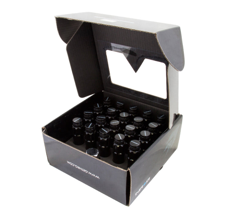 NRG LN-LS710BK-21 700 Series M12 X 1.25 Steel Lug Nut w/Dust Cap Cover Set 21 Pc w/Locks & Lock Socket - Black