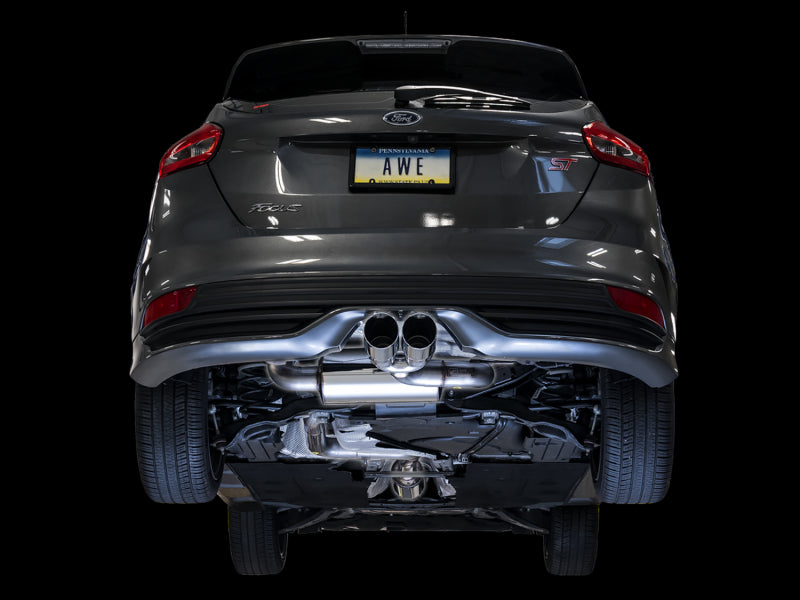 AWE Tuning 3020-32038 Ford Focus ST Touring Edition Cat-back Exhaust - Resonated - Chrome Silver Tips