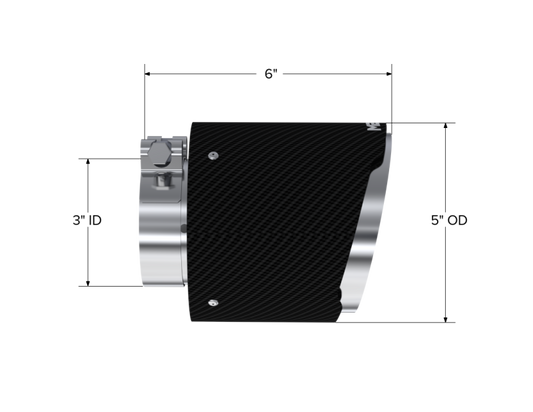 MBRP T5184CF Universal Carbon Fiber Tip, 3in. ID./5in. OD./ 6.13in L. Angle Cut Dual Wall