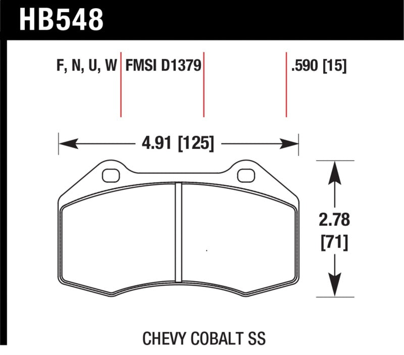 Hawk Performance HB548B.510 Hawk 08-10 Chevrolet Cobalt / HHR HPS 5.0 Front Brake Pads