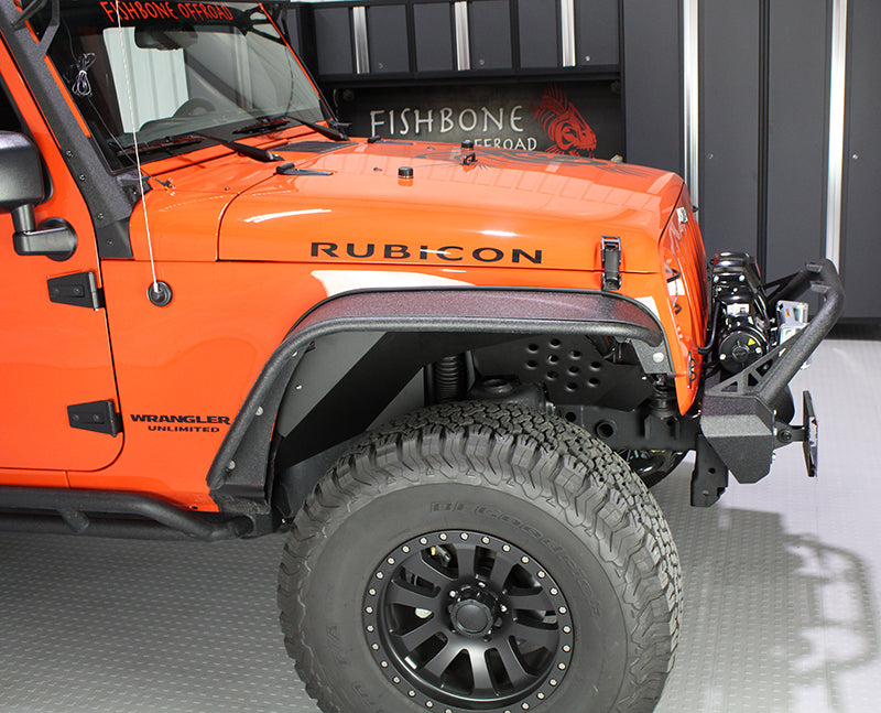 Fishbone Offroad FB33007 07-18 Jeep JK Wrangler Front/Rear Inner Fenders -Aluminum - Blk Pwdrcoat (Set Of 4)