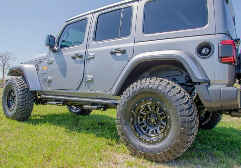 N-Fab J184RKRS4 RKR Rails 2018 Jeep Wrangler JL 4 Door Dab Length - Gloss Black - 1.75in