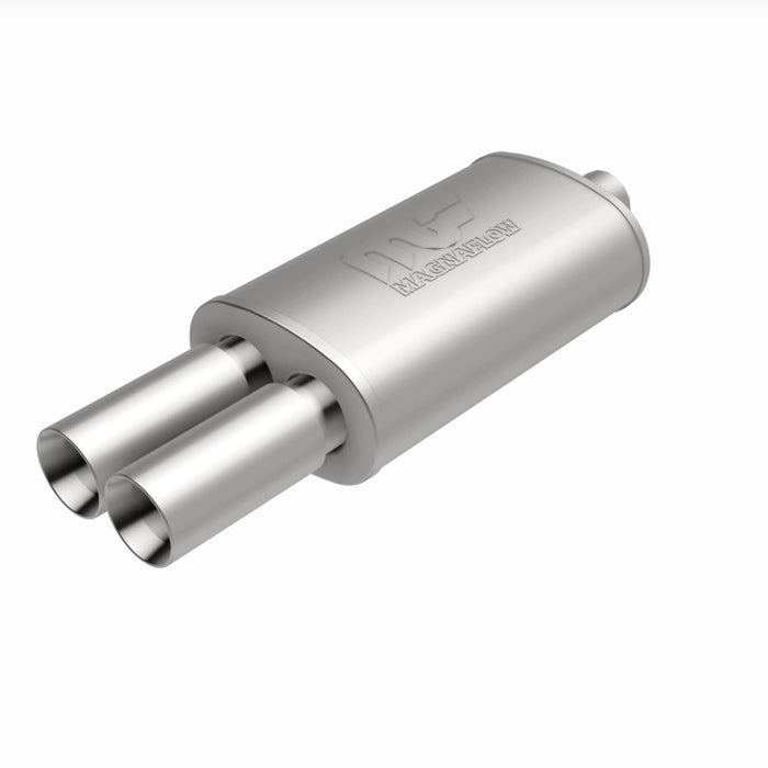 Magnaflow Perf Exhaust MAG14815 Stainless Muffler 2.25in In / Dual 3in Tips Out