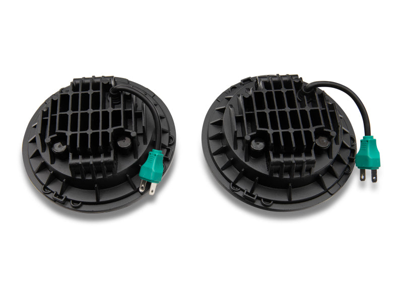 Raxiom J108042 97-18 Jeep Wrangler TJ/JK Axial Series LED Daymaker Headlights- Black Housing (Clear Lens)