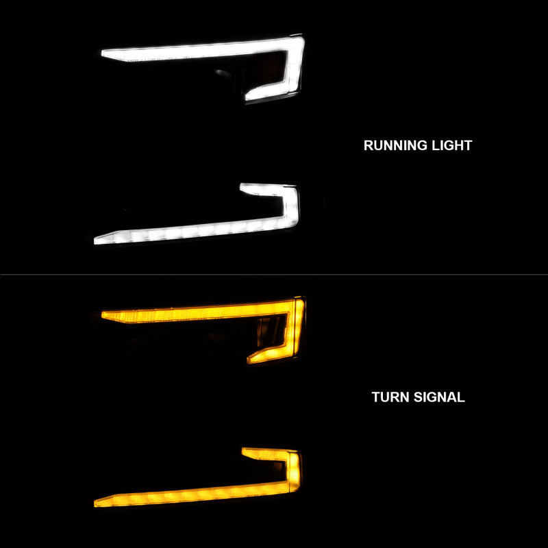 ANZO 111566-L 19-22 Chevrolet Silverado 1500 LED Proj HL w/Lgt Bar SwBk Seq. Blk w/In. Light - Driver Side ON