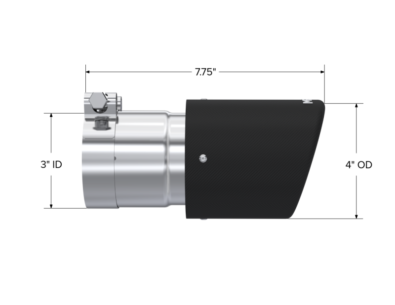 MBRP T5122CF Universal Carbon Fiber Tip 4in OD/3in Inlet/7.7in L